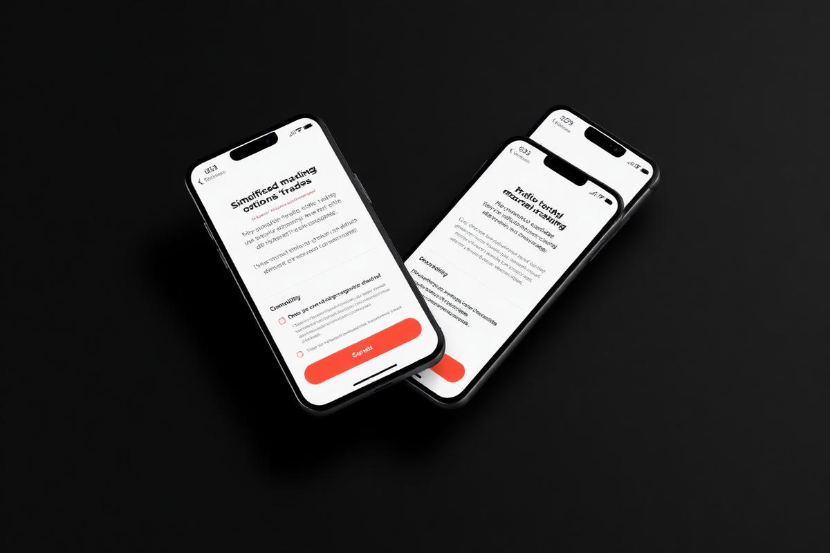 Novum simplified options trading mobile screens