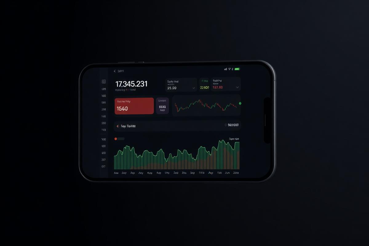 Returns fintech app branding and dashboard mockup