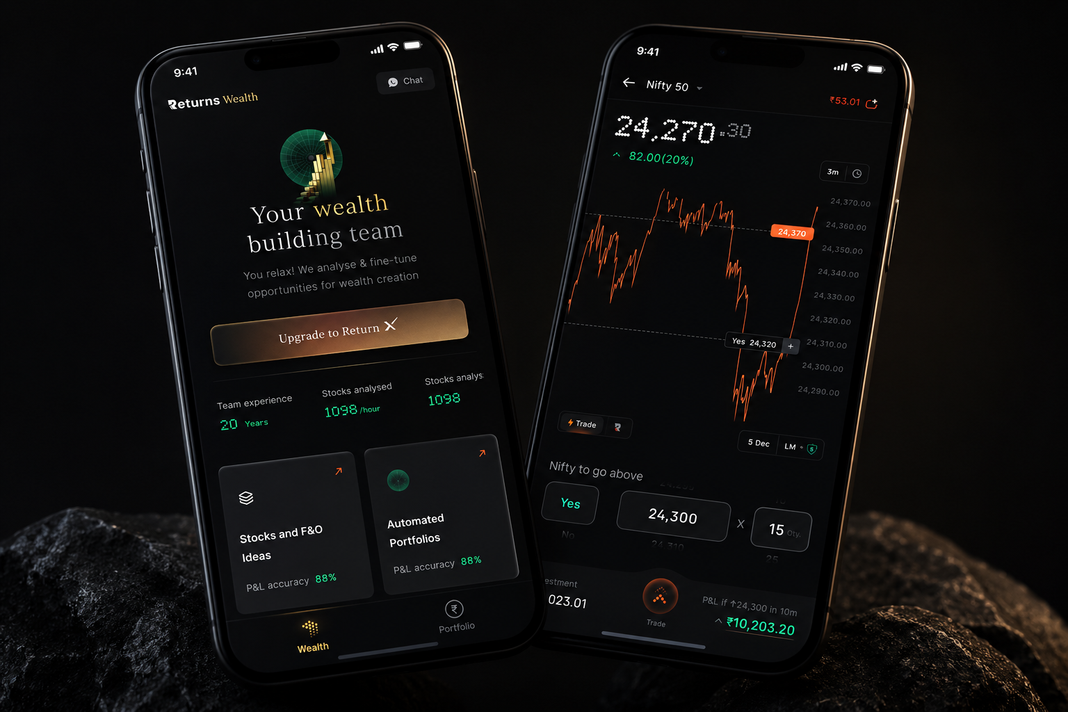 Probo opinion trading app dashboard mockup